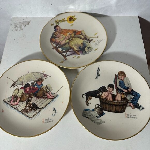 Gorham + Norman Rockwell Set of 3 Collectors Item Plates EUC 1975  China Plate - Picture 5 of 9